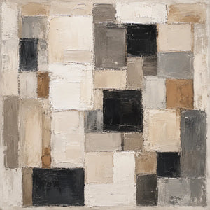 Neutral Mosaic Abstract Wall Art room scene 1 | Oildeco