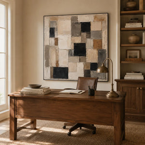Neutral Mosaic Abstract Wall Art room scene 2 | Oildeco