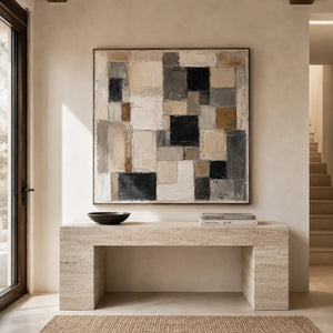 Neutral Mosaic Abstract Wall Art room scene 3 | Oildeco