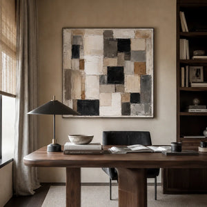 Neutral Mosaic Abstract Wall Art room scene 6 | Oildeco