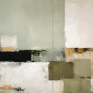 Sage Blocks Abstract Wall Art room scene 1 | Oildeco