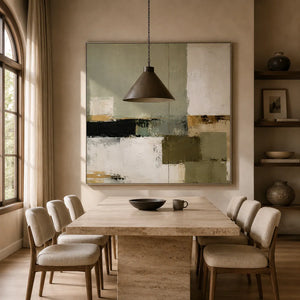 Sage Blocks Abstract Wall Art room scene 4 | Oildeco