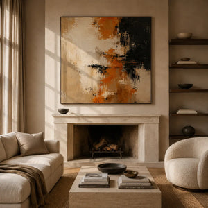 Ochre Drift Textured Wall Art room scene 4 | Oildeco