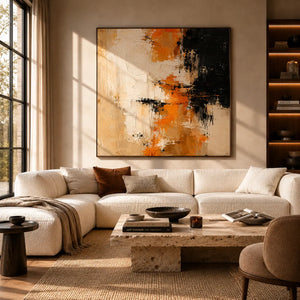 Ochre Drift Textured Wall Art room scene 5 | Oildeco