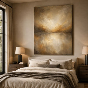 Golden Veil Textured Wall Art room scene 2 | Oildeco