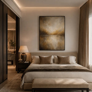 Golden Veil Textured Wall Art room scene 5 | Oildeco