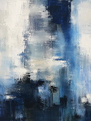 Blue Rift Abstract Wall Art room scene 1 | Oildeco