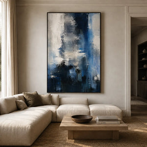 Blue Rift Abstract Wall Art room scene 2 | Oildeco