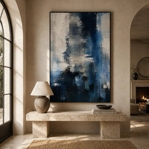 Blue Rift Abstract Wall Art room scene 3 | Oildeco