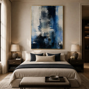 Blue Rift Abstract Wall Art room scene 5 | Oildeco