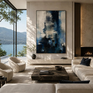 Blue Rift Abstract Wall Art room scene 6 | Oildeco