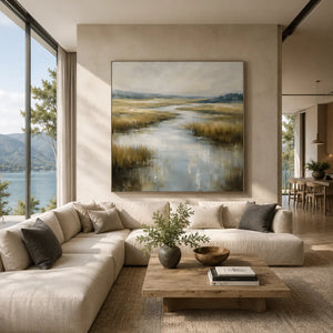 Marsh Light Landscape Wall Art room scene 2 | Oildeco