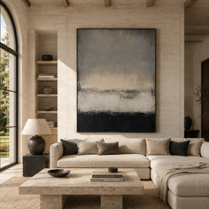 Charcoal Mist Textured Wall Art room scene 2 | Oildeco