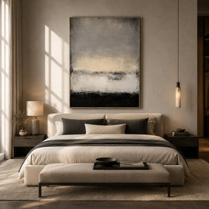 Charcoal Mist Textured Wall Art room scene 4 | Oildeco