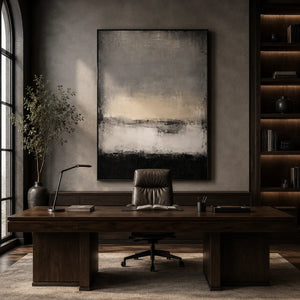 Charcoal Mist Textured Wall Art room scene 5 | Oildeco