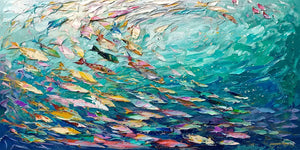 Original artwork view of Azure Shoal Ocean Wall Art | Oildeco