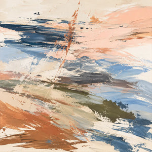 Peach Current Abstract Wall Art room scene 1 | Oildeco