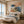 Peach Current Abstract Wall Art room scene 4 | Oildeco