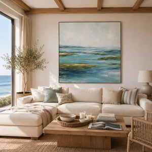 Sea Glass Landscape Wall Art room scene 2 | Oildeco