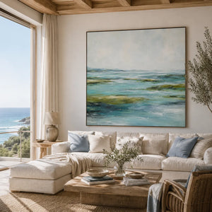 Sea Glass Landscape Wall Art room scene 3 | Oildeco