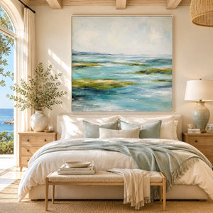 Sea Glass Landscape Wall Art room scene 4 | Oildeco
