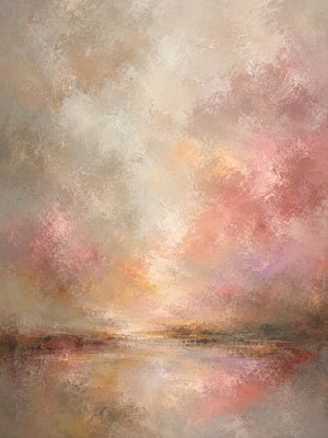 Blush Glow Abstract Wall Art room scene 1 | Oildeco