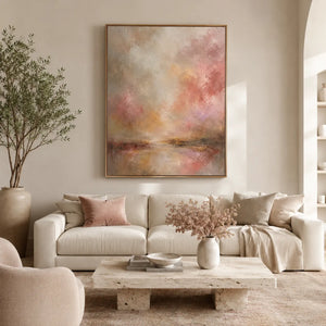 Blush Glow Abstract Wall Art room scene 2 | Oildeco