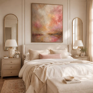 Blush Glow Abstract Wall Art room scene 3 | Oildeco
