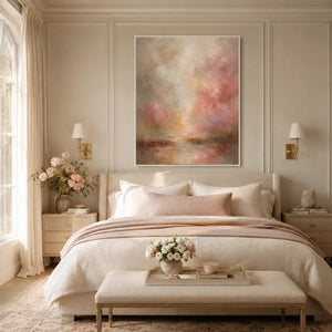 Blush Glow Abstract Wall Art room scene 4 | Oildeco