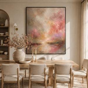 Blush Glow Abstract Wall Art room scene 6 | Oildeco