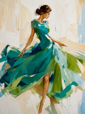 Original artwork view of Emerald Dancer Figure Wall Art | OILDECO