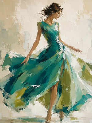 Emerald Dancer Figure Wall Art room scene 1 | Oildeco