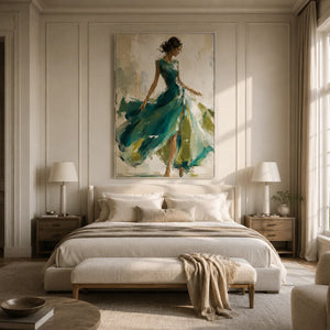 Emerald Dancer Figure Wall Art room scene 2 | Oildeco