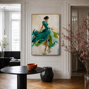 Emerald Dancer Figure Wall Art displayed in a refined entryway | OILDECO