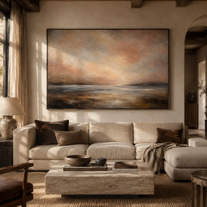 Rosewater Horizon Landscape Wall Art room scene 2 | Oildeco