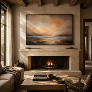 Rosewater Horizon Landscape Wall Art room scene 4 | Oildeco