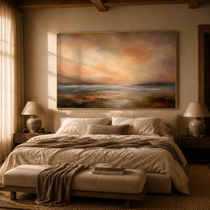 Rosewater Horizon Landscape Wall Art room scene 5 | Oildeco