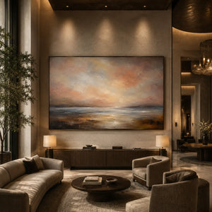 Rosewater Horizon Landscape Wall Art room scene 7 | Oildeco