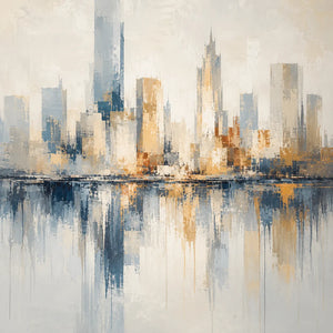 Harbor Skyline Cityscape Wall Art room scene 1 | Oildeco