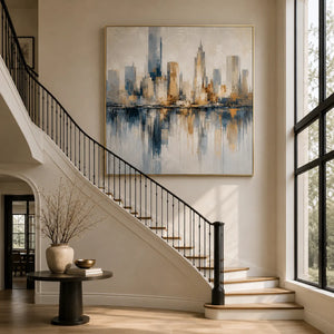 Harbor Skyline Cityscape Wall Art room scene 5 | Oildeco