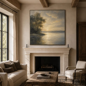 Golden Shore Landscape Wall Art room scene 2 | Oildeco