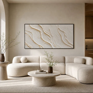 Soft Waves Textured Wall Art styled in a modern living room | Oildeco