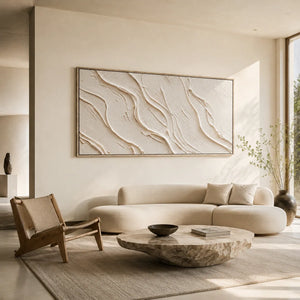 Soft Waves Textured Wall Art styled in a modern living room | Oildeco