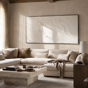 Soft Waves Textured Wall Art shown in a quiet home office | Oildeco
