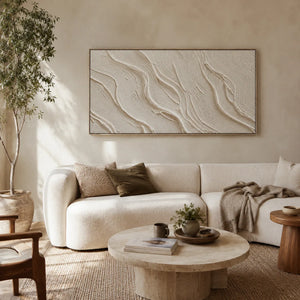 Soft Waves Textured Wall Art styled with minimal interior decor | Oildeco