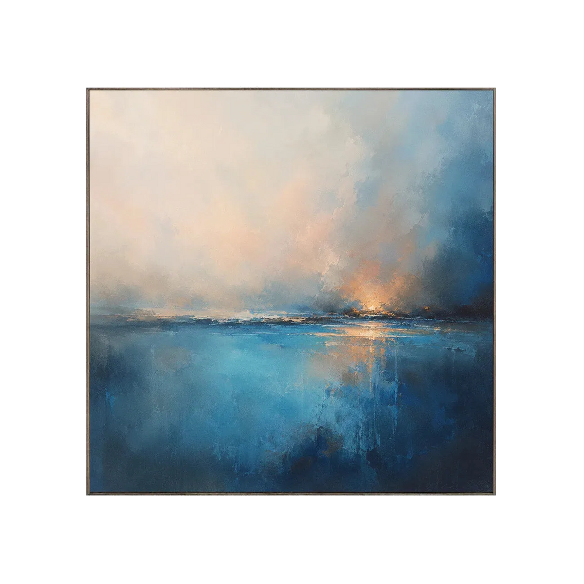 Arte de pared: paisaje marino con lluvia azul