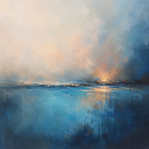 Blue Rain Seascape Wall Art room scene 1 | Oildeco
