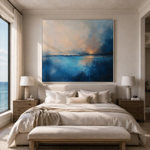 Blue Rain Seascape Wall Art room scene 2 | Oildeco