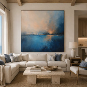 Blue Rain Seascape Wall Art room scene 3 | Oildeco
