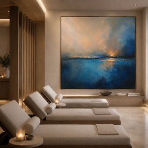 Blue Rain Seascape Wall Art room scene 5 | Oildeco